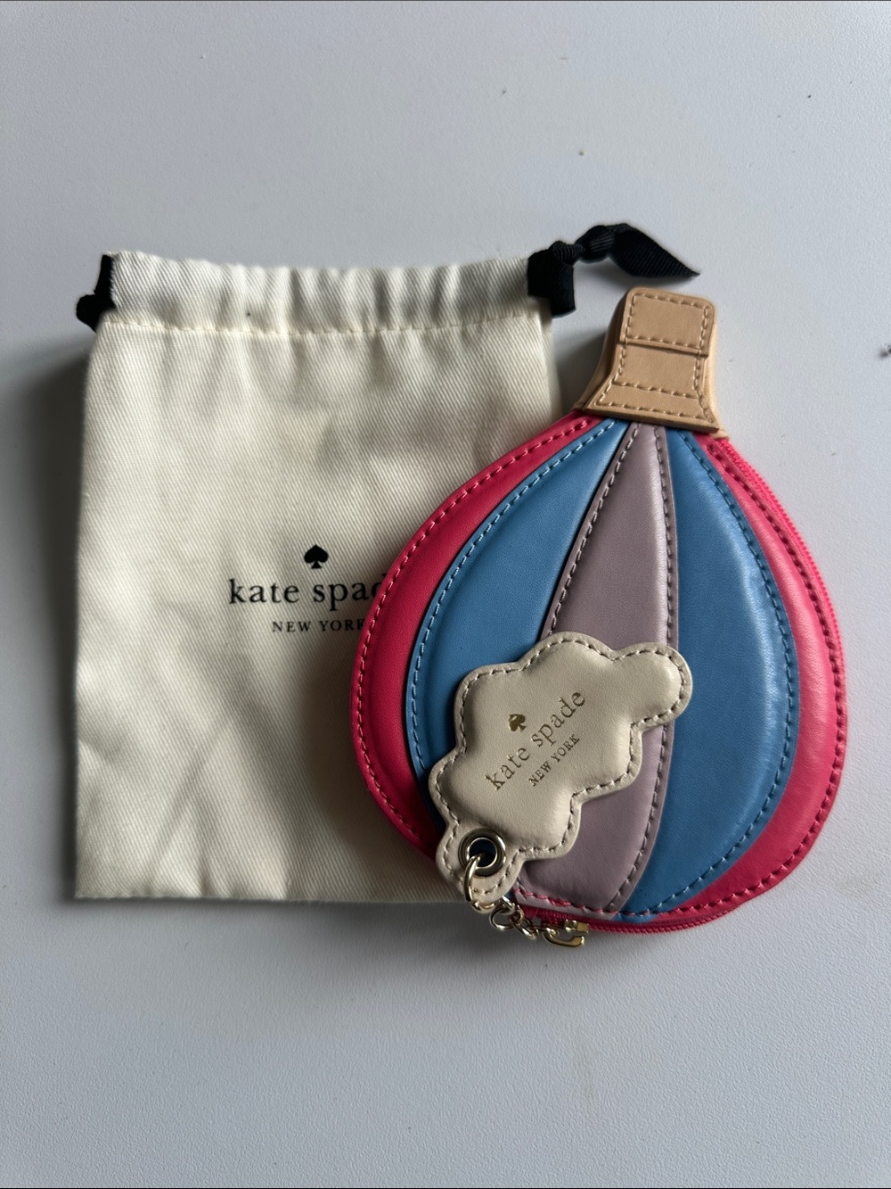P—kate spade Kids Hot Air Balloon Coin Purse - Pink, Blue, Lavender, Cream, Tan